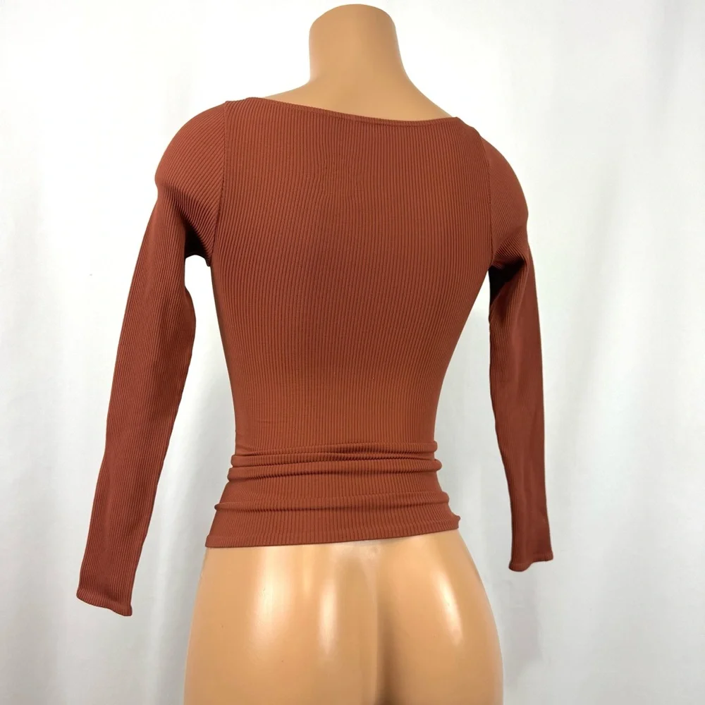 NEW Intimately Free People Caught Your Eye Long Sleeve in Toasted Cocoa XS/S